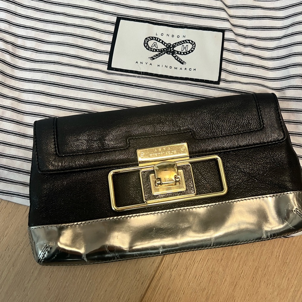 Anya Hindmarch black clutch with metal hardware - Picture 2 of 6